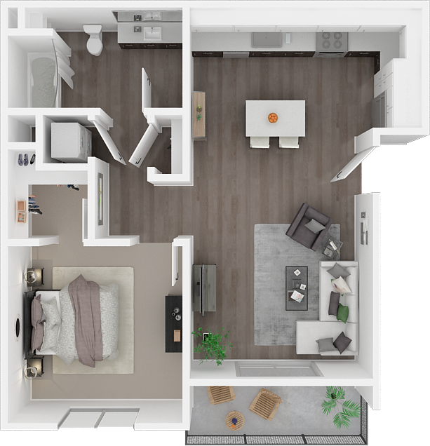 One Bedroom One Bathroom A2 750 Sq Foot floor plan
